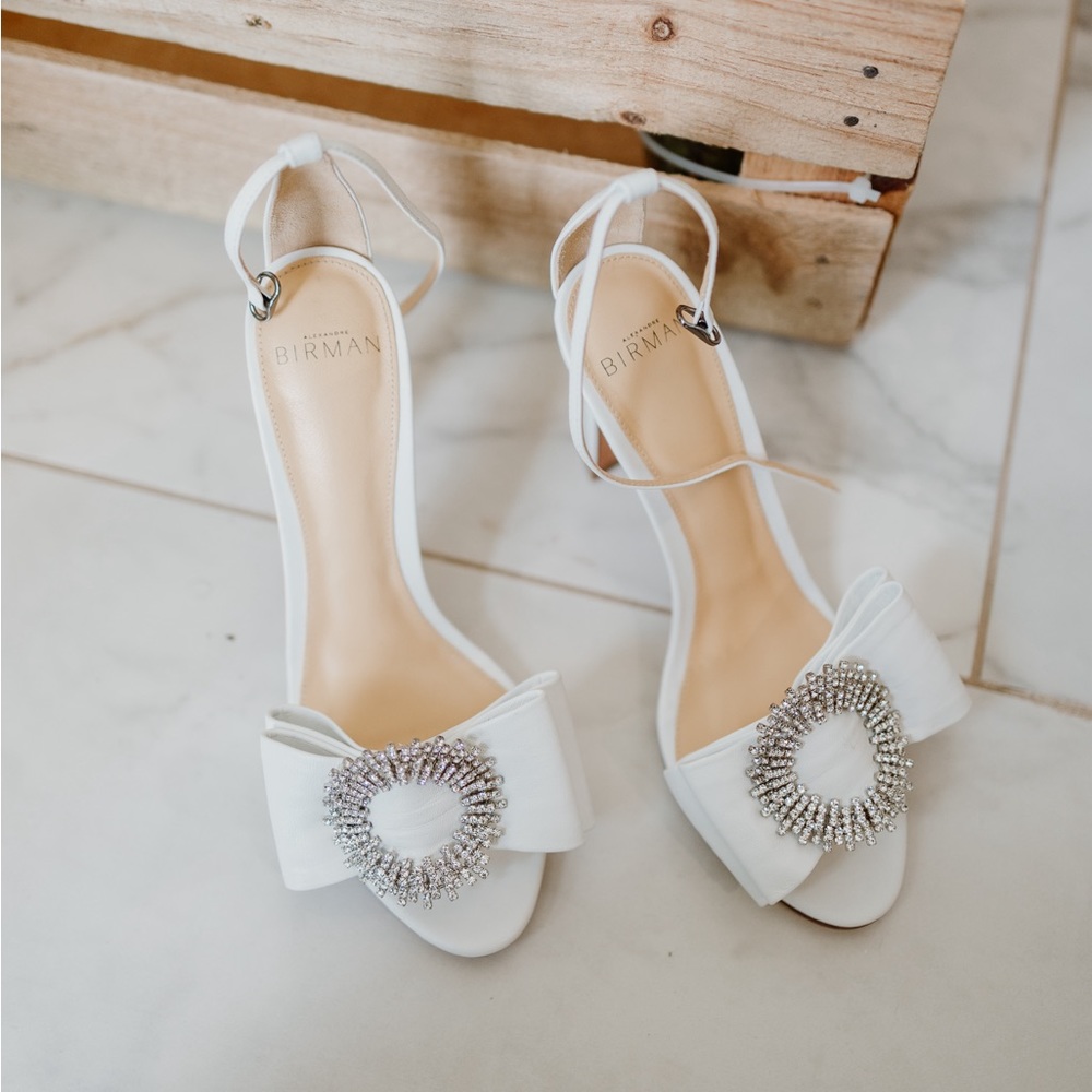 Alexandre Birman White Bow/Crystal Heel